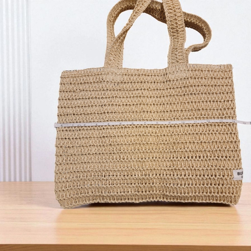 Burberry Elegant Tan Woven Tote Bag - NWOT - Picture 4 of 5